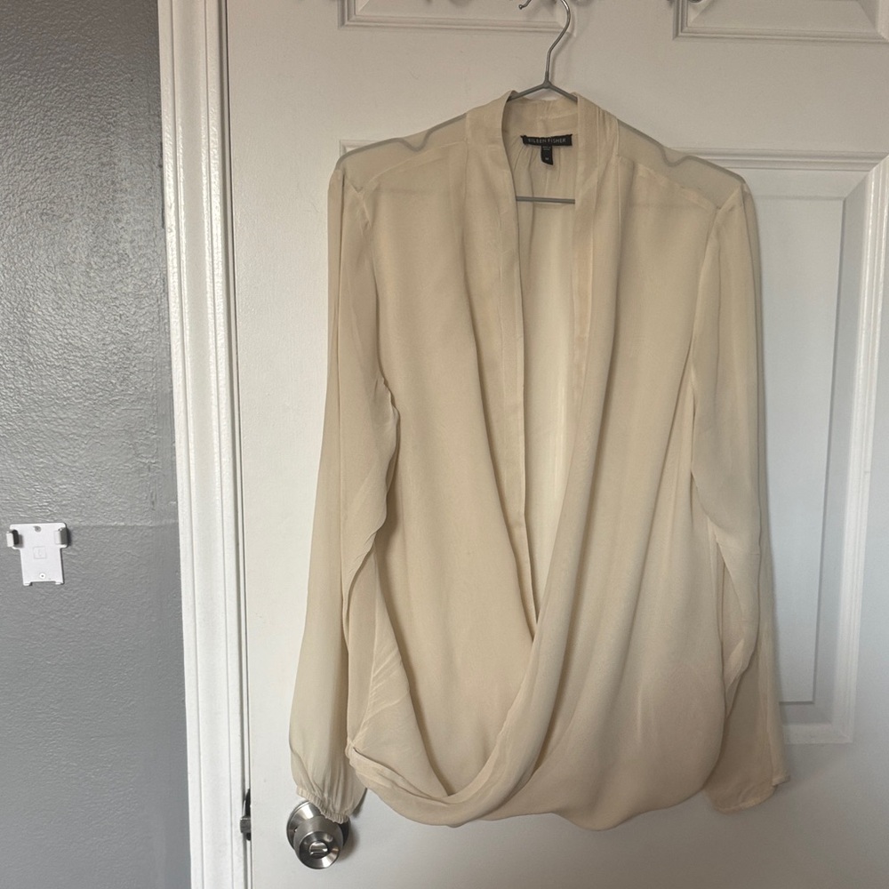 Eileen Fisher Cream Draped Blouse